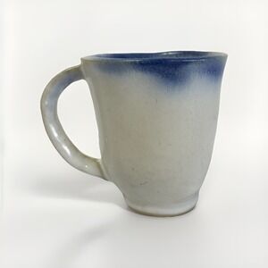 Vietri Handcrafted Ceramic Mug Blue Rim Cream Glaze Made in Italy Potter